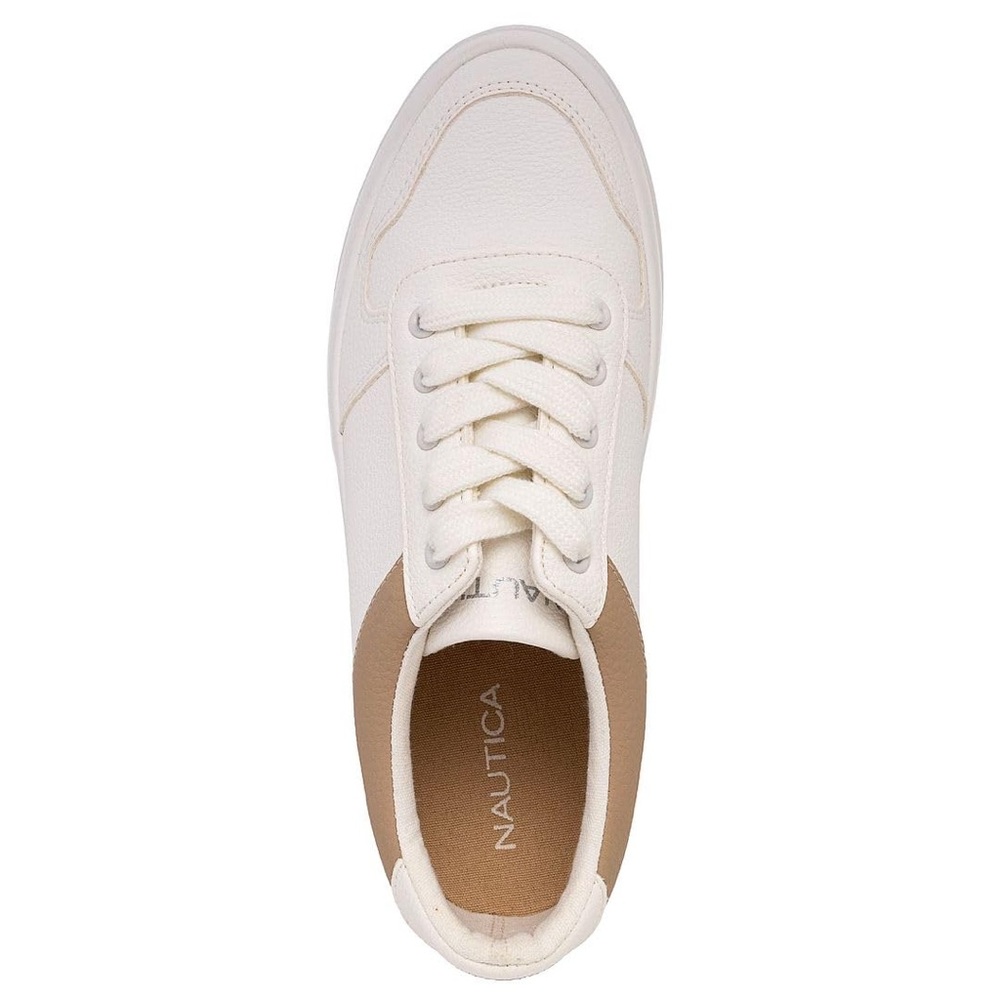 Nautica Women's Grelle White Sneaker Size 7 Shoes Lace Up Flats Taupe - Picture 4 of 11